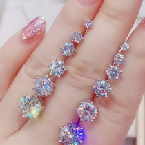 Non fading platinum inlaid with four claws and six claws of morsonite earrings; simulation Diamond Men's and women's 18K White Gold Earrings