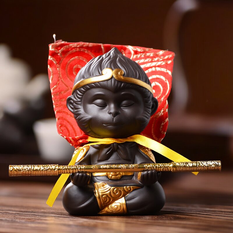 千逸鱼缸造景小猴子配件紫砂茶宠图片