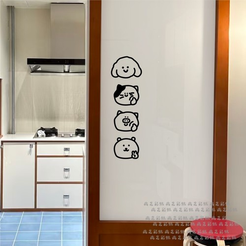 可爱动物表情图案防撞装饰贴纸