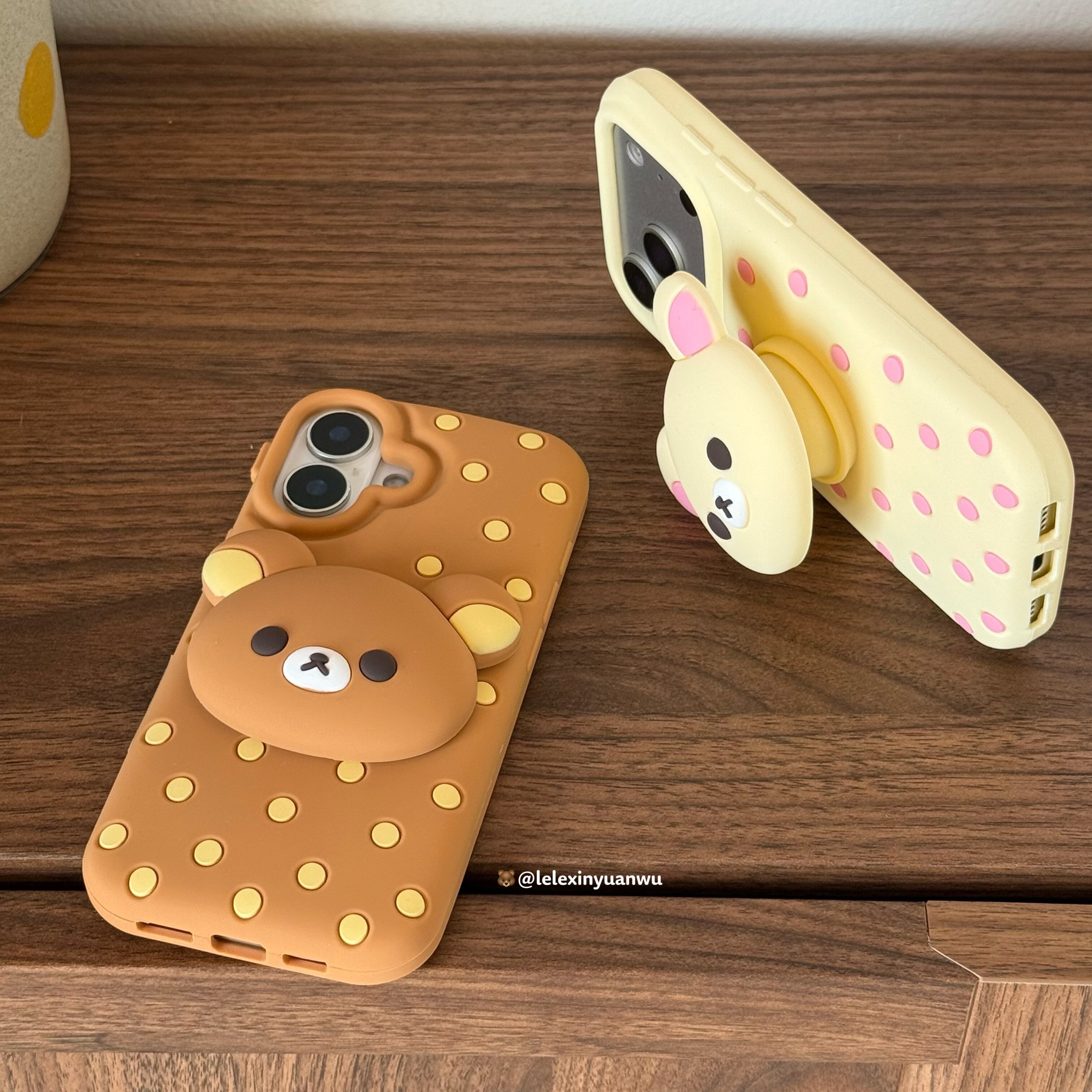 乐乐心愿屋 轻松熊波点支架适用phone17promax手机壳立体苹果16p软硅胶套1543情侣款可爱卡通日韩少女心小众
