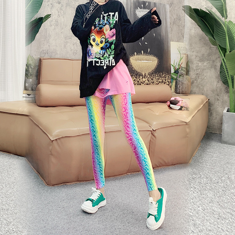 春秋打底裤女外穿2025年新款弹力彩虹豹纹印花瑜伽小脚显瘦长裤子,女装/女士精品,打底裤,淘宝优惠券,粉丝福利购,淘宝优惠卷