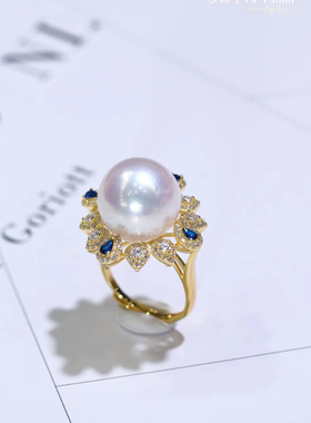 高品质爱迪生天然淡水大颗珍珠戒指指环正圆强光精工镶嵌多款式