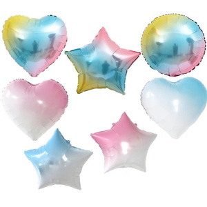 18寸星星爱心彩虹色铝箔渐变蓝粉儿童生日宴派对结婚装饰气球星星