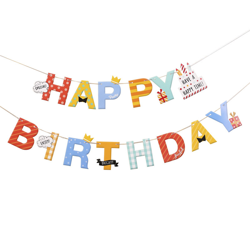 生日拉旗派对装扮用品宝宝ins生日装饰场景布置背景墙横幅三角旗