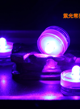 LED水中蜡烛灯发光防水紫色蜡烛鱼缸泳池装饰灯防水电子蜡烛