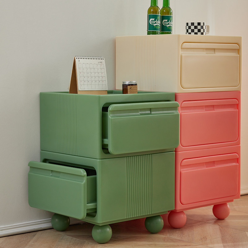 中古收纳移动柜北欧复古简约马卡龙沙发边几四层大容量塑料床头柜,住宅家具,床头柜,淘宝优惠券,粉丝福利购,淘宝优惠卷