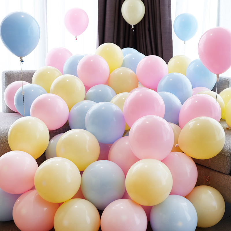 马卡龙色气球装饰儿童周岁生日派对场景布置汽球加厚漂空批发店铺