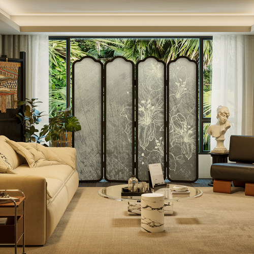 法式欧式治愈系复古艺术花卉立体屏风隔断墙装饰客厅玄关移动折屏
