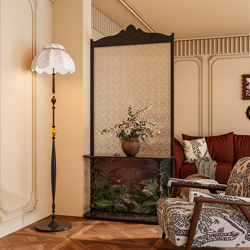 法式混搭风实木海棠玻璃屏风隔断客厅玄关置物架复古风景移动座屏,住宅家具,座屏,淘宝优惠券,粉丝福利购,淘宝优惠卷