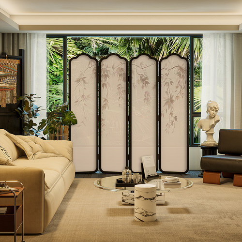 法式欧式治愈系实木折叠屏风隔断墙装饰客厅背景遮挡艺术移动折屏