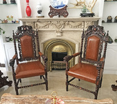 老上海西洋复古做旧经典 狮子雕花古典扶手餐椅会所别墅电脑椅定制