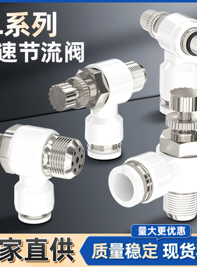 SL气动气管快速接头节流阀调速阀SL4/6/8/10/12气缸M5-01可调02白
