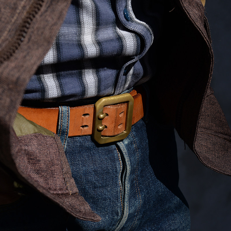 cigar手工双针厚枥木鞍革牛皮植鞣革腰带皮带 天神 vintage works