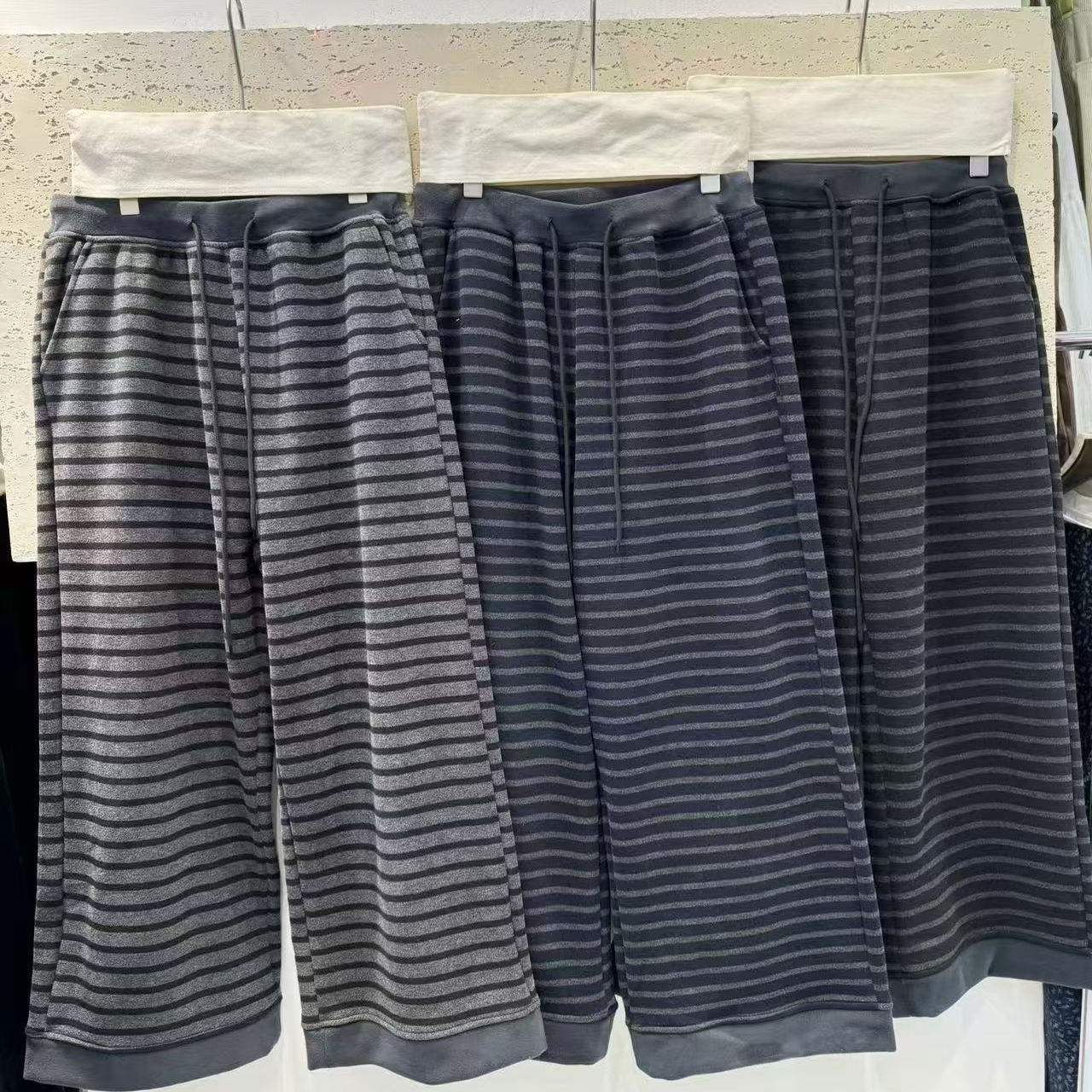 大码胖MM韩系条纹加绒休闲裤