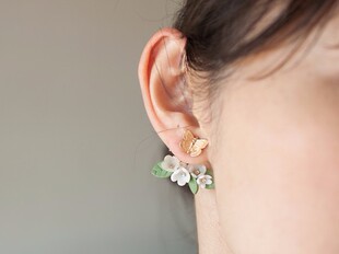 豆记Creema minne日本手作陶土花朵耳环耳钉花田女生生日礼物