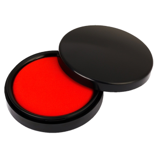 得力快干印台印油办公财务印章盖章红色透明圆形盒按手印手账书画办公用品小号便携印油盒红色油墨印尼