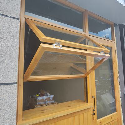 实木上下折叠窗店铺左右推拉原木门窗咖啡甜品店平开窗颜色可定制