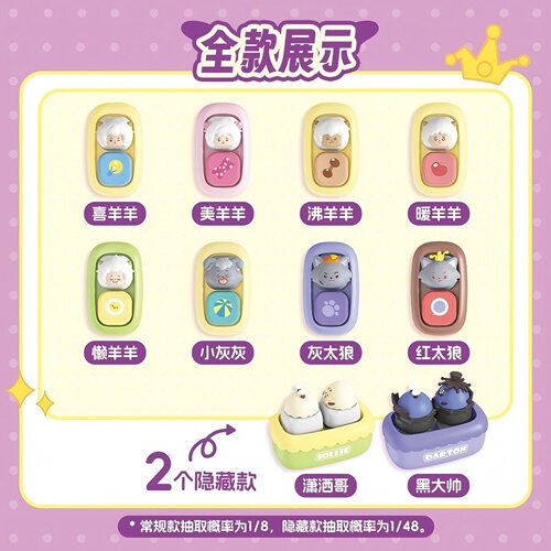桌面摆件喜羊羊重返古古怪界解压键帽盲盒黑大帅小羊造型收藏礼品