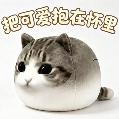 妙脆角小猫表情包被生活磨平棱角慵懒晒太阳猫咪毛绒抱枕礼品批发