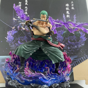 海贼王鬼泣阿修罗索隆火焰特效三刀流阿修罗阎魔特效模型摆件批发