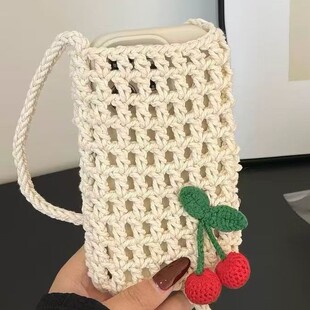 【成品】毛线编织包手工包时尚新款潮流手提包单肩包可爱樱桃针织