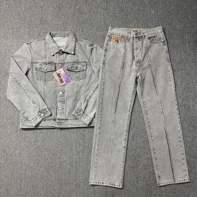 跨境美潮恶魔岛套装高街情侣潮流牛仔夹克外套cortiez jean牛仔裤