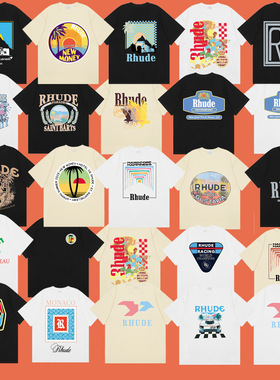 高质量洛杉矶小众潮流服饰rhude短袖明星同款宽松时尚打底T恤体恤