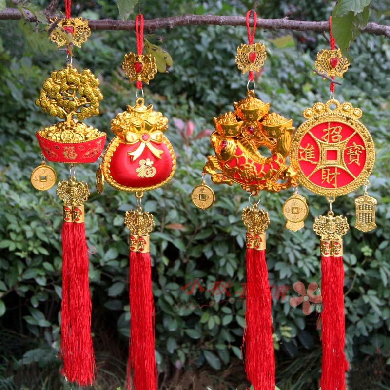 新年装饰铜钱春节福袋盆栽挂件大金元宝挂饰年货乔迁搬家喜庆用品