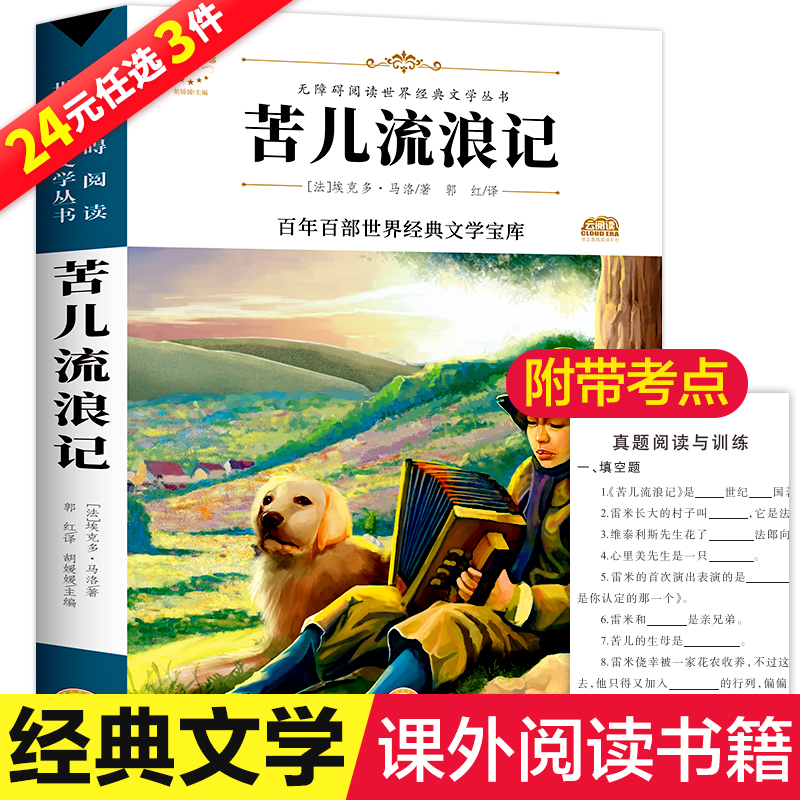 【24元选3本】苦儿流浪记正版小学四年级必读课外书班主任推荐经典书目名著适合三四年级小学生课外阅读书籍青少版全集五年级下册