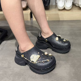 Crocs卡骆驰26夏季新款复古憧憬小海豚厚底沙滩洞洞女拖鞋214116
