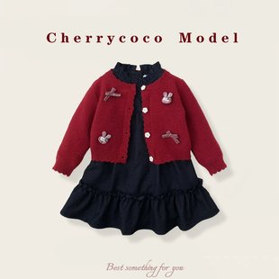 女童秋冬套装 礼服洋气背带连衣裙洛丽塔婴儿宝宝可爱蝴蝶结公主裙