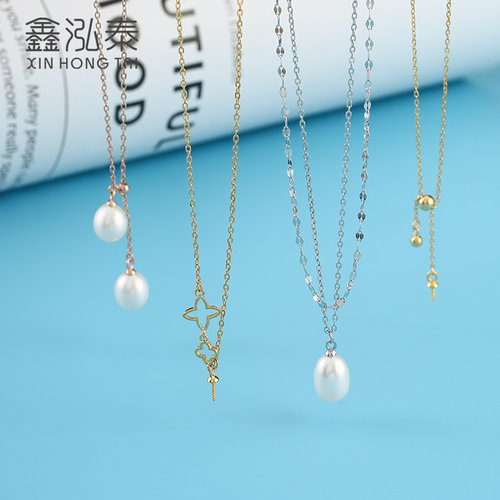 925银锁骨链女珍珠配件项链Y字链