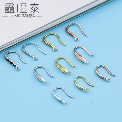 S925银DIY配件 耳饰耳环银耳钩 18K金工艺耳钩钩子耳钩子耳勾勾子