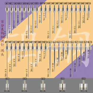 百分表测针钨钢平测针平面测头钨钢尖测针高度规测头探针深度计针