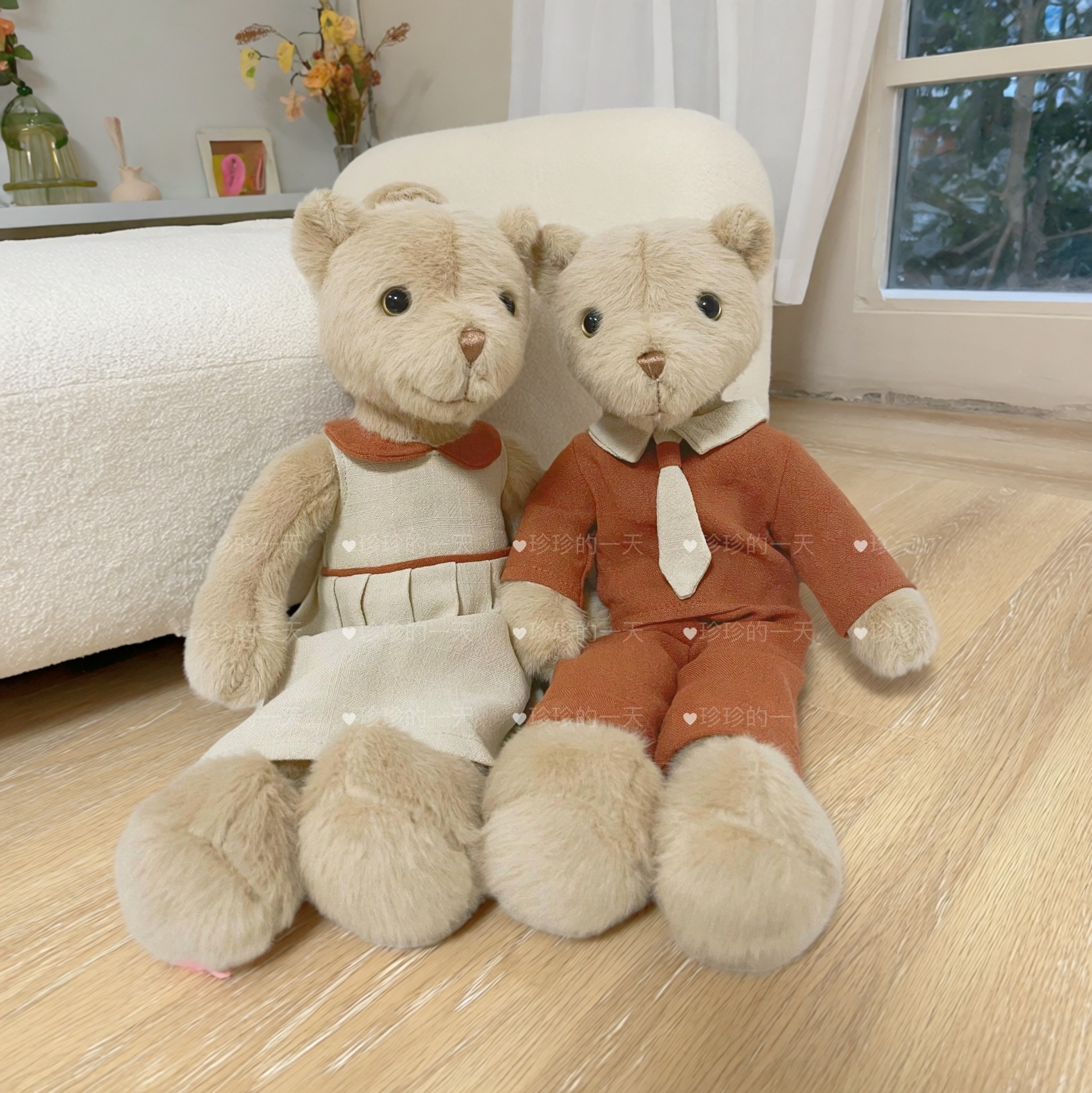 可爱柔软红色领带裙子情侣布艺毛绒玩具公仔小熊儿童陪伴礼物
