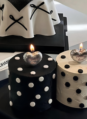 包邮情人节生日烘焙蛋糕装饰摆件金属银色爱心蜡烛我爱你表白插件
