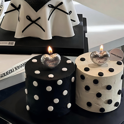包邮情人节生日烘焙蛋糕装饰摆件金属银色爱心蜡烛我爱你表白插件
