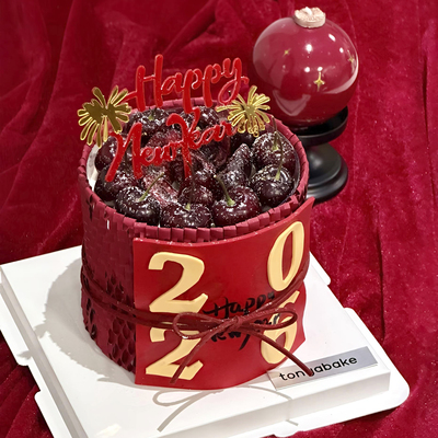 2026网红春节跨年新年快乐蛋糕装饰插件亚克力礼花插牌蜂窝纸围边