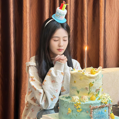 5只包邮白鹿同款复古韩式蛋糕毛毡帽头箍生日帽派对网红拍照装饰