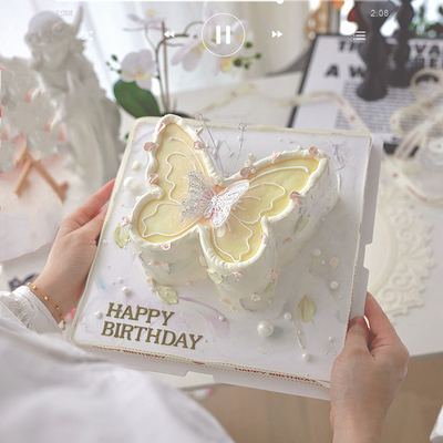 佳妍同款网红烘焙蛋糕装饰摆件唯美浪漫蝴蝶生日情人节小仙女插件