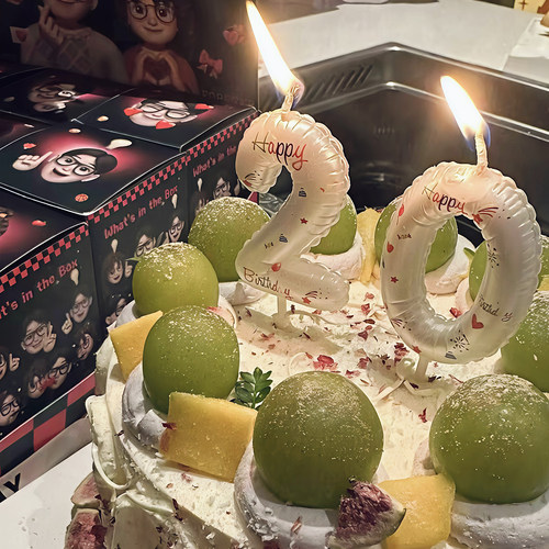 包邮网红生日蛋糕装饰白happy birthday卡通数字蜡烛星宝星仔摆件