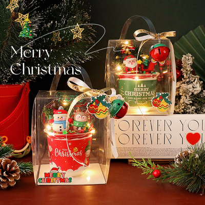 圣诞烘焙蛋糕装饰摆件老人雪人啵啵杯子围边打包盒铃铛丝带插件