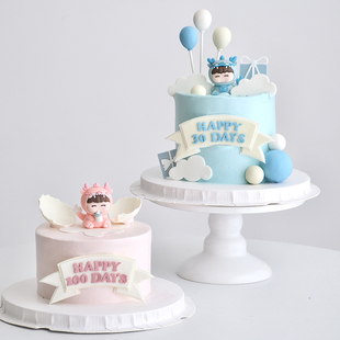 网红烘焙蛋糕装饰摆件龙宝宝满月周岁破壳百天卡通生日礼物插件