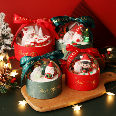 圣诞节新年网红抱抱桶节日丝带半球蛋糕盒包装甜品派对装扮礼盒
