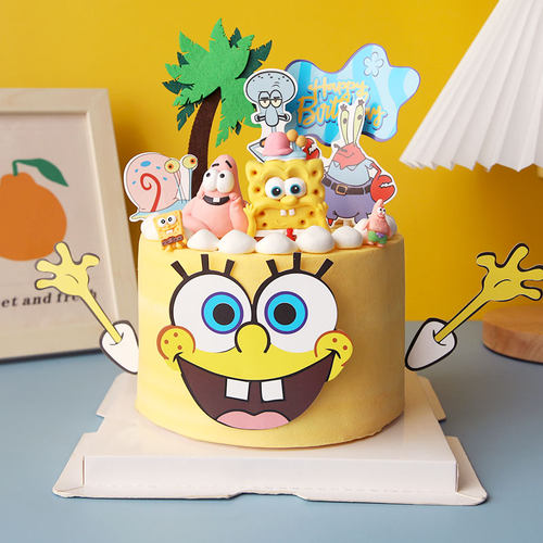 烘焙蛋糕装饰网红海绵卡通人宝宝生日派对甜品台插件插卡软陶摆件