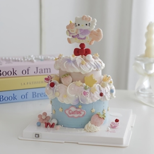 包邮佳妍同款烘焙悬浮自动旋转kt小猫木马烘焙蛋糕底托双层包装盒