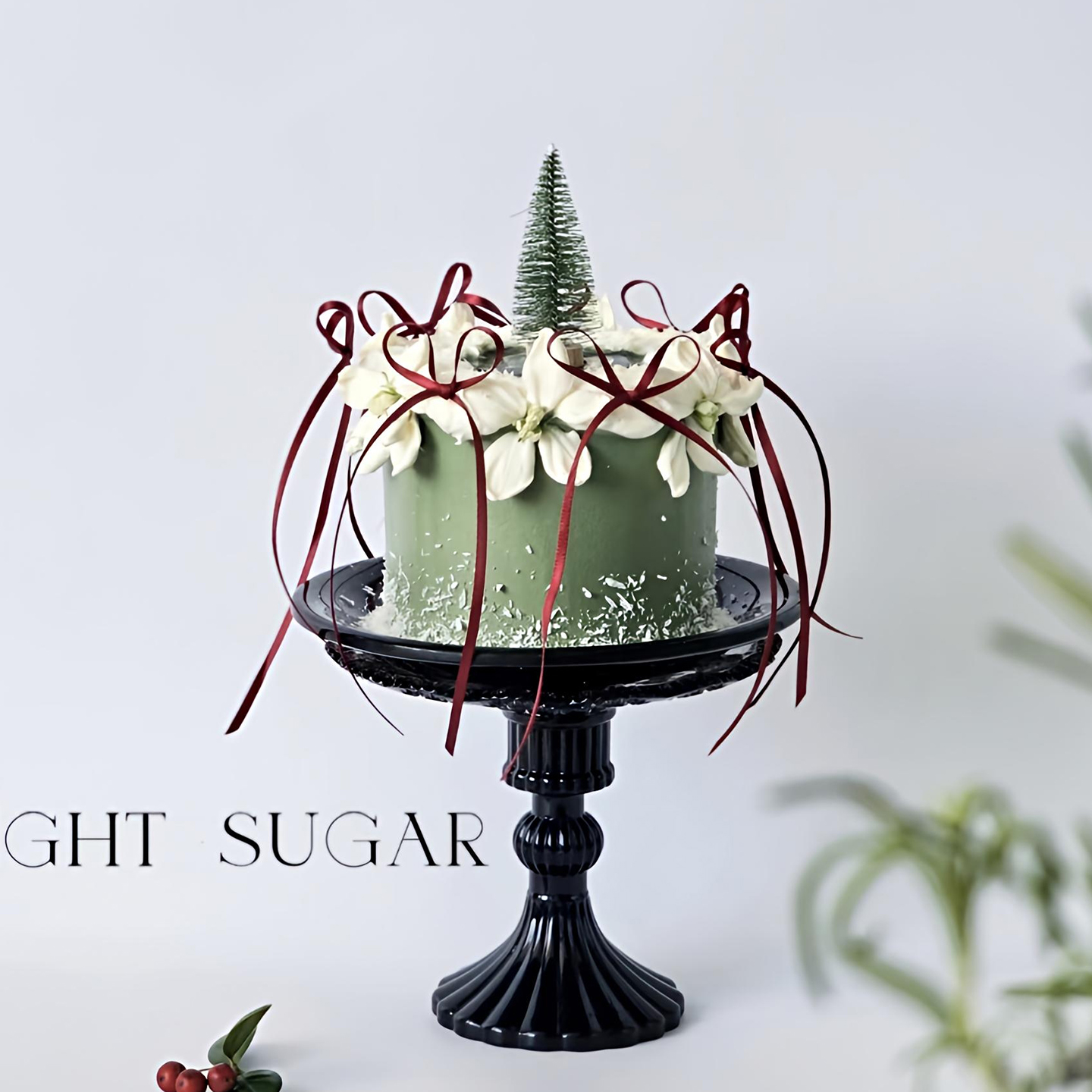 网红圣诞节唯美圣诞树雪树烘焙蛋糕装饰摆件花瓣硅胶模具丝带插件