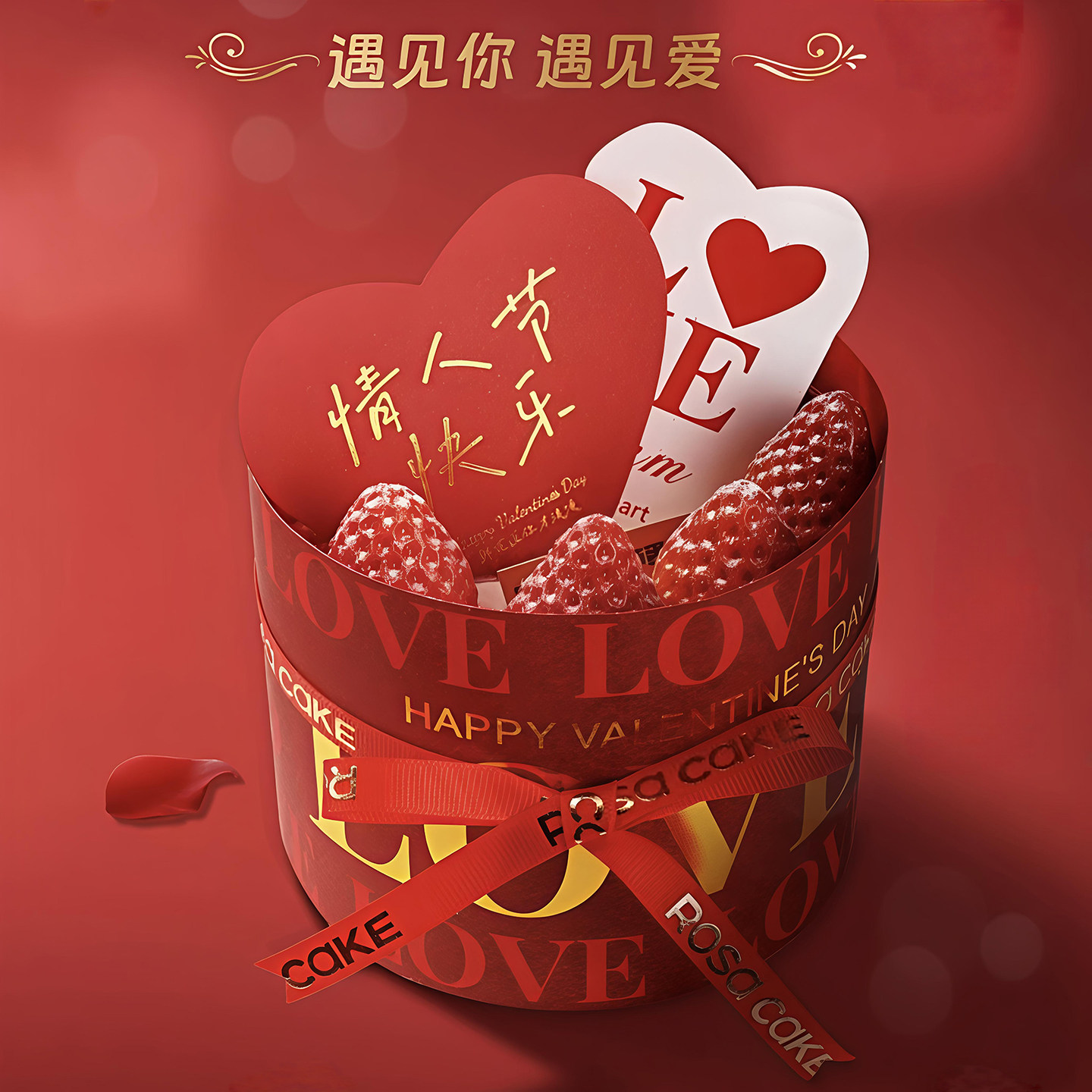 网红浪漫2.14情人节蛋糕装饰摆件红色烫金LOVE围边丝带插牌插件,节庆用品/礼品,蛋糕/烘焙装饰用品,淘宝优惠券,粉丝福利购,淘宝优惠卷