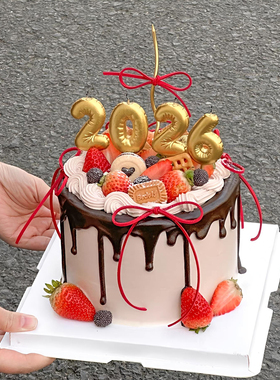 网红2026年金色数字蜡烛新年春节元旦快乐马年烘焙蛋糕装饰插件