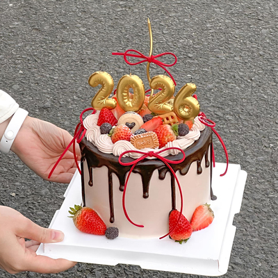 网红2026年金色数字蜡烛新年春节元旦快乐马年烘焙蛋糕装饰插件
